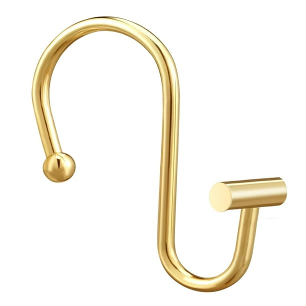 Gracelife Ganchos Para Cortinas De Ducha, Juego De 12 Anillos De Cortina De Ducha De Metal Resistentes A La Oxidación Para Baño, Ganchos Decorativos Con Barra En T, Perchas Para Barra De Ducha (Dorado