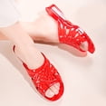 thumbnail image 4 of Womens Jelly Shoes, White Jellies Sandals Clear Flats Slip On Summer Beach Slippers Transparent Closed Toe Soft Slide, 4 of 5