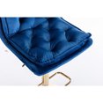 thumbnail image 3 of Set of 2 Blue Velvet Bar Stools / Chrome Base, Height-Adjustable for Bar Spaces, 3 of 5
