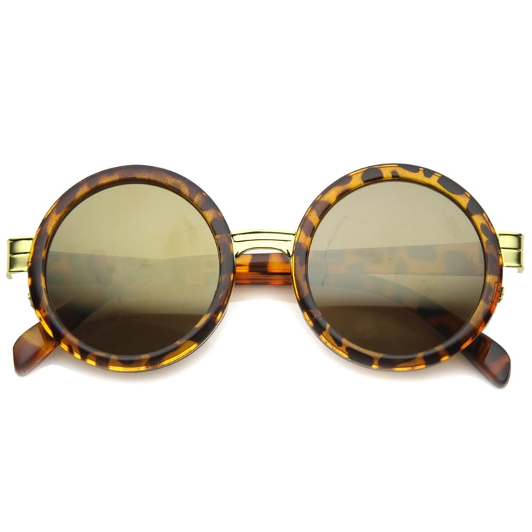 Unisex Round Sunglasses UV400 Mirrored Lens Metal Plastic  display picture 1