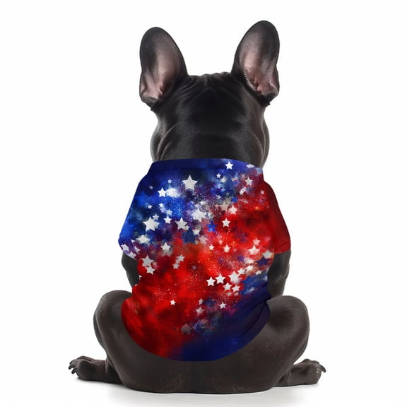 Small Dog Clothes Patriotic Star Print Lightweight Pet Shirt for Fourth of July Extra Large Red White Blue 1 Pack