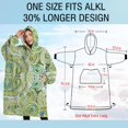 thumbnail image 4 of Oversized Wearable Blanket Hoodie,Green Ethnic Paisley Pattern Sherpa Blanket Hoodie with Super Pockets,Super Warm Fuzzy Pullover for Women & Men, 4 of 6