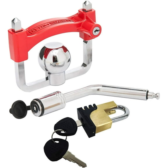 TOWSMART Coupler Anti-Theft Lock Kit  with Chrome Coupler Lock, Boomerang Hitch Pin, Brass Coupler Lock, 4 Keys  Secures Trailer in Tow and Protects Unhitched Trailer from Theft