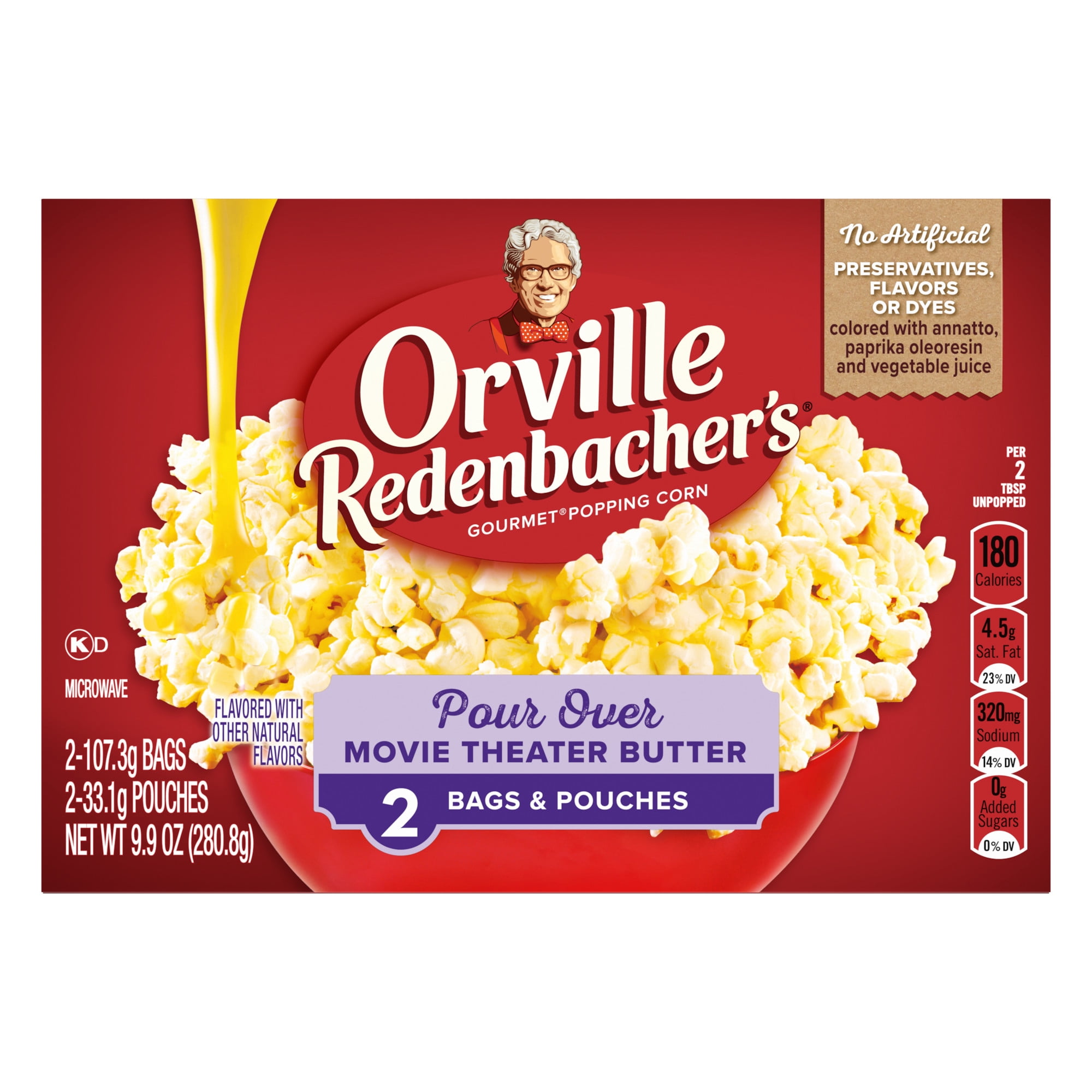 Orville Redenbacher’s Microwave Popcorn, Pour Over Movie Theater Butter Flavor, 9.9 oz., 2-Count