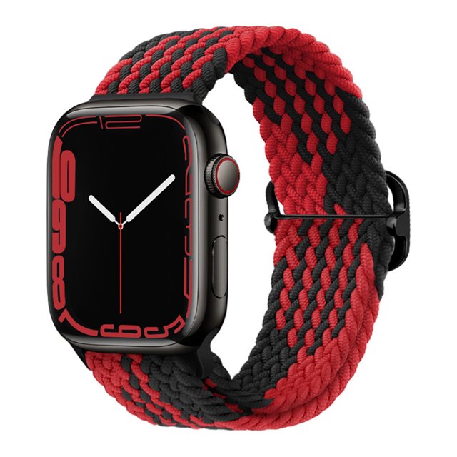 Adecuado para Apple Apple iwatch Correa de reloj plana para hebilla deslizante tejida de nailon arcoíris Correa elástica universal