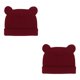 thumbnail image 3 of sweethay Gorro de bebé para mantener el calor, gorros multifuncionales para niñas y niños, gorros elásticos para niños pequeños, Otoño Vino rojo 2Conjunto, 3 of 6