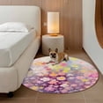 thumbnail image 2 of Round Rugs 8Ft, Spring Floral Round Area Rug Washable Indoor Throw Carpet, Modern Oil Painted Daisy Botanical Elegant Large Non Slip Circle Rug for Kids Room RV Home Decor Aesthetic, 2 of 8
