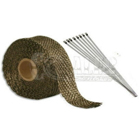 Auto Express 1" X 50' Titanium Heat Wrap / Stainless Cable Zip Tie Straps Exhaust Heavy Pipe