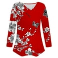 thumbnail image 5 of Craaazy Women's Fashion Printed Fall Gifts Tunics Long Sleeve Tops V Neck Shirts Loose Casual Blouses with Decor Button, 5 of 7