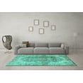 thumbnail image 3 of Ahgly Company Indoor Square Medallion Turquoise Blue Traditional Area Rugs, 4' Square, 3 of 4