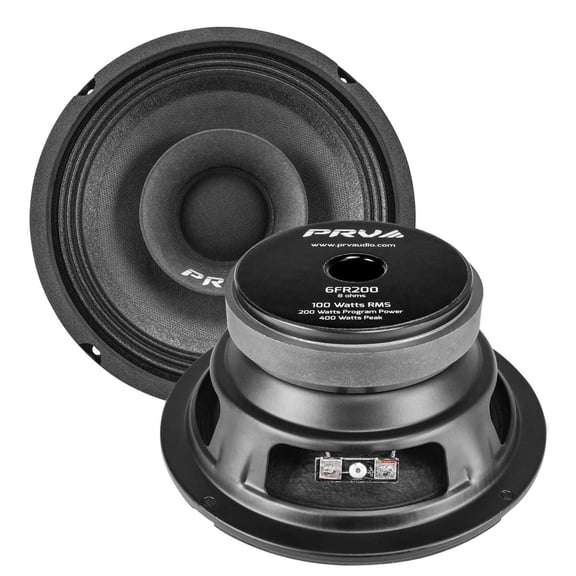PRV AUDIO 6FR200 6 Inch Full Range Speaker, 8 Ohms, 200 Watts Continuous Program Power, 100 Watts RMS Power, 92.5 dB, Full-Range Driver, Loudspeaker for Pro Audio Systems (Single)