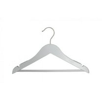 NAHANCO #20114WBHU 14" Low Gloss White Wooden Suit Hangers with Bar (Pack of 25)