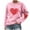 Pink, variant on HAiming Valentine Womens Trendy Graphic Shirt Casual Long Sleeve Crew Neck Pullover Top Cute Outfit