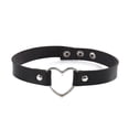 thumbnail image 1 of Collier Choker Femme Coeur Cuir Gothique punk hip hop, 1 of 5