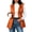 Orange, variant on Hulanddfd Womens Outerwear Long Quilted Vest, Lapel Collar Sleeveless Diamond Padded Open Front Coat with Pockets, Casual GiletBrownL