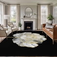 thumbnail image 2 of Flower Black Large Area Rugs for Bedroom Living Room, Soft Non Slip Carpet Bedside Rug, Gold White Abstract Floral Aesthetic Rectangular Floor Cover Kitchen Accent Rug 8'x10' for Dining Room/Office, 2 of 9