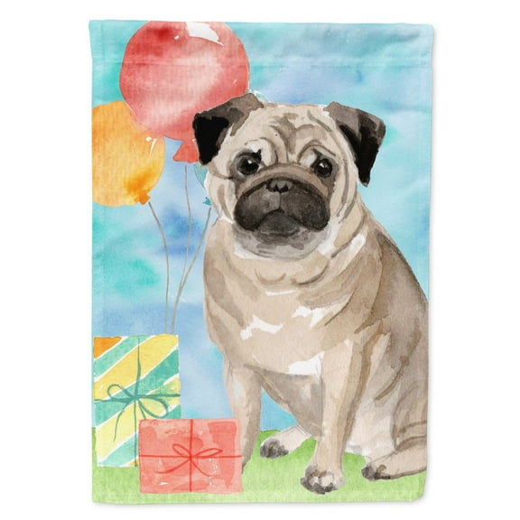 Happy Birthday Pug Garden Flag