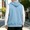 thumbnail image 4 of ZOYOEN Mens Sleeveless Hooded Vest- Casual Loose Fit Adjustable Drawstring Full Zip Fall Jacket Outwear Light Blue Size XL, 4 of 4