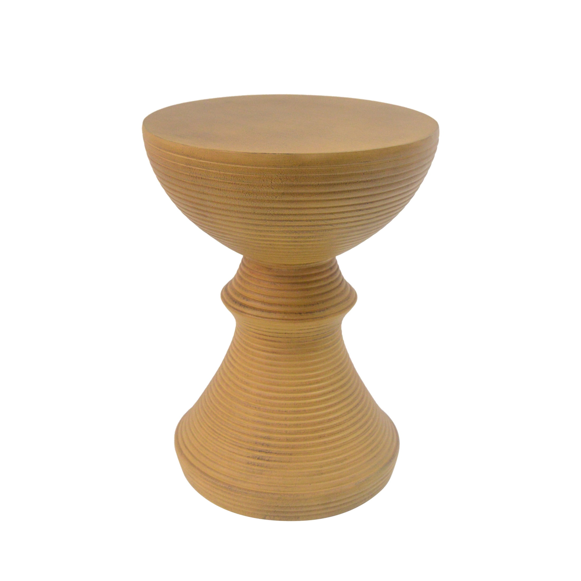 Christopher Knight Home 16" Outdoor Lightweight Concrete Ribbed Hourglass Accent Side Table, Natural