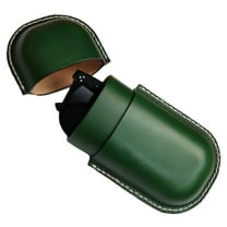 Leather Glasses Case Cowhide Vintage Men And Women Nearsighted Glasses Sunglasses Travel Anti-Crush Storage Box (Green)