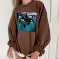thumbnail image 4 of Jsaierl Crewneck Sweatshirts Women Cute Whales Print Sweatshirt Top Long Sleeve Lightweight Fall Pullover Oversized Sweatshirts, 4 of 9