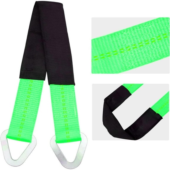 Heavy Duty Off-Road Axle Straps w/D Ring - Car Auto Hauler Tow Truck 4x4 Tie Down ATV UTV (Green, 36 Inch)