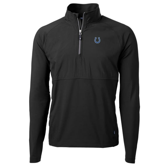 Men's Cutter & Buck Black Indianapolis Colts Adapt Eco Knit Hybrid Recycled Quarter-Zip Raglan Jacket