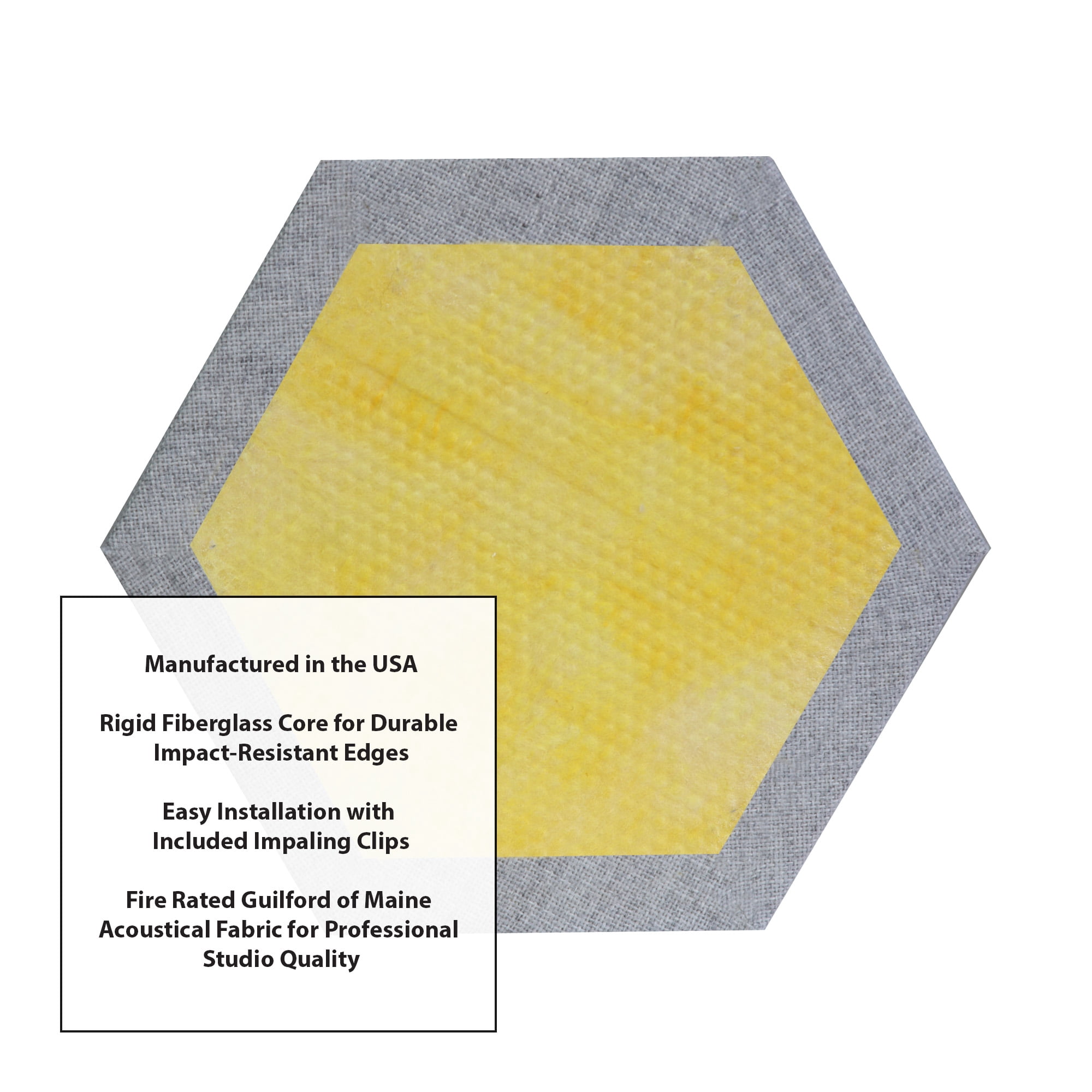 ATS Acoustics Hexagon Acoustic Panel Fire Rated 12" x 2" Sound Absorbing Professional Studio Quality Wall Tile (Blue Smoke)