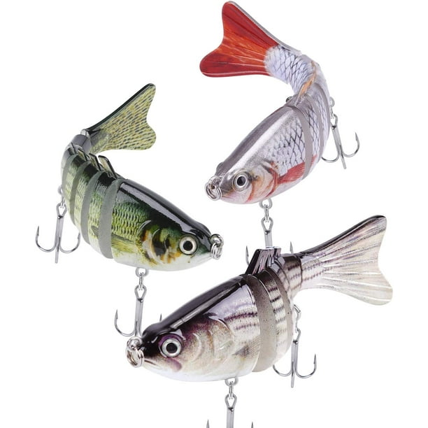 Fishing Lures for Bass, Trout, Walleye, Predator Fish - Realistic Multi  Jointed Fish Popper Swimbaits - Spinnerbaits Lure Fishing Tackle Kits -  Freshwater and Saltwater Crankbaits - 3 Pack 