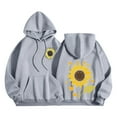 thumbnail image 3 of DDAPJ pyju Womens Cute Graphic Hoodies Oversized Sunflower Print Hooded Sweatshirt Teen Girls Y2K Aesthetic Hoodie with Kangaroo Pocket Gray XXL, 3 of 6