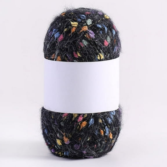 XmhyTop 50g/roll Colorful Dots Mohair Yarns Soft Thread DIY Hand Knitted Crochet Woven for Scarf Shawl Crafts，Black