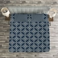thumbnail image 3 of Ambesonne Geometric Quilted Bedspread Set 3 Pcs, Japanese Lotus Circle, King Size, Dark Blue Cream, 3 of 3