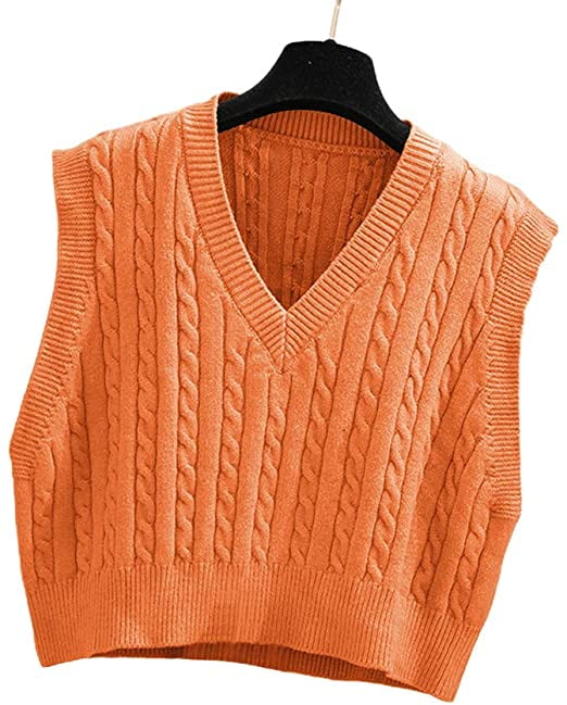 orange sleeveless jumper