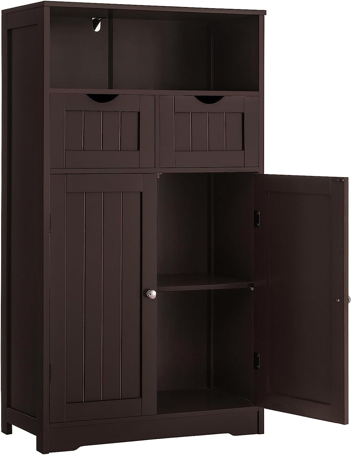 IWELL Large Storage Cabinet, Bathroom Cabinet with 2 Drawers & 2 Shelf ...