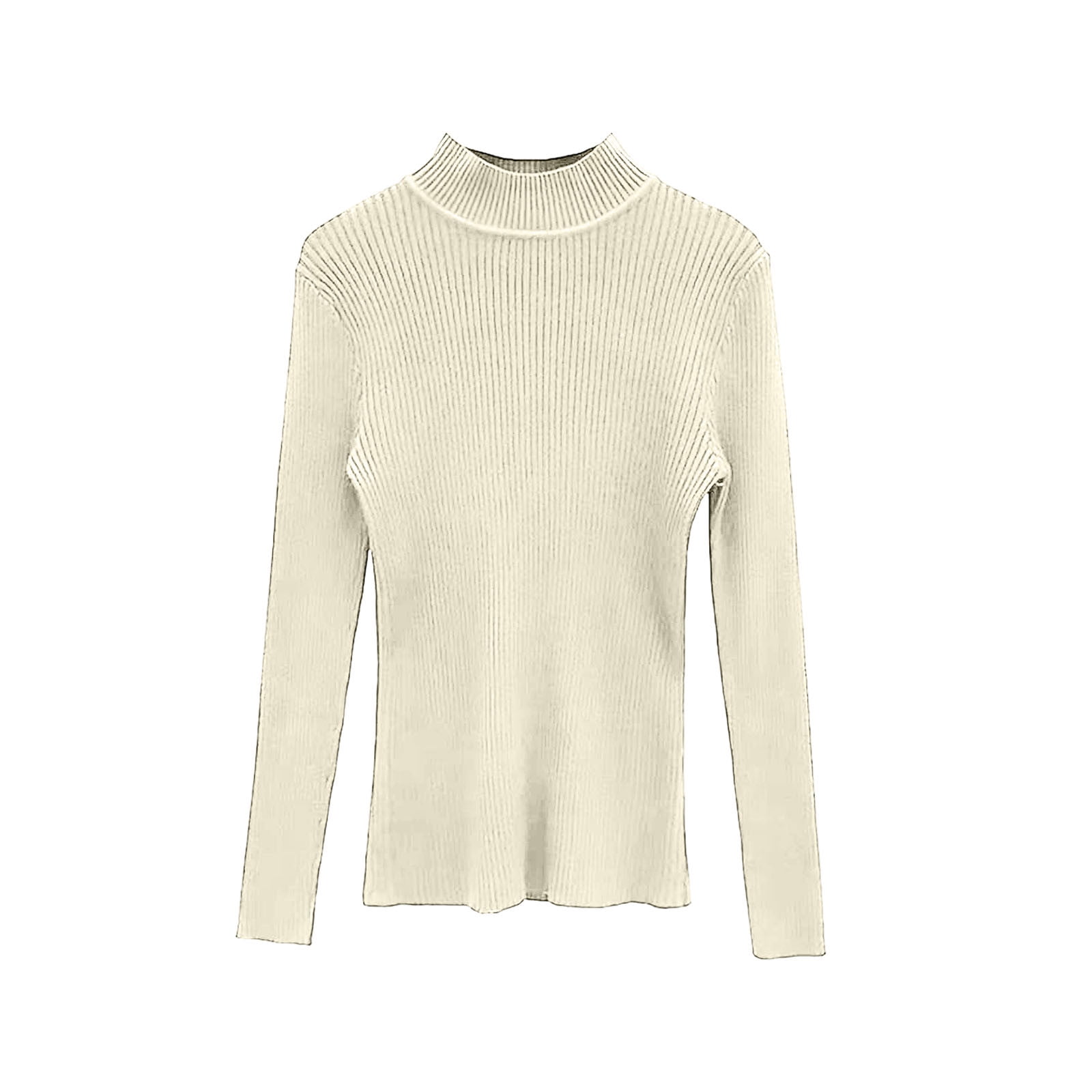 Vynhevius Womens Tops Solid Long Sleeve Mock Turtleneck Ribbed Slim Fit Casual Fall Winter Soft Basic Layering Pullover Shirts