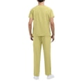 thumbnail image 4 of Men's Nursing Scrubs Set 2 Piece V-Neck Short Sleeve Top and Pants with Multi Pockets for Doctor Hospital Work Uniform Yellow S, 4 of 5
