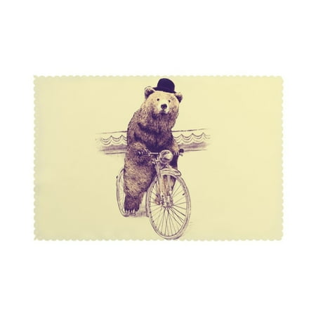 

Home Bear Riding Bicycle Placemats Set Of 6 Washable Wipeable Place Mats Place Mats For Festival Parties Family Dinner (12 X 18inch)