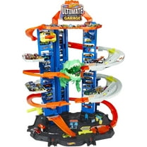 Camion hot wheels 40 cm et 3 voitures + accessoires, vehicules-garages