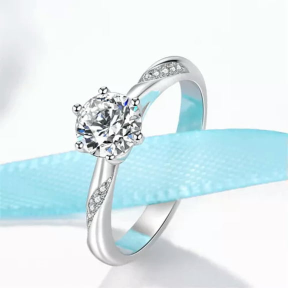 GKNET 1CT Simulated Moissanite 925 Sterling Silver Rings Women Wedding Rings Size 5-10-5
