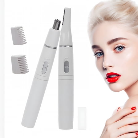 FACEGA 2-in-1 Rechargeable Eyebrow and Nose Hair Trimmer for Women and Men,Precision Nose Clippers Ear Eyebrow Nose Hair Removal Grooming Kit (White)