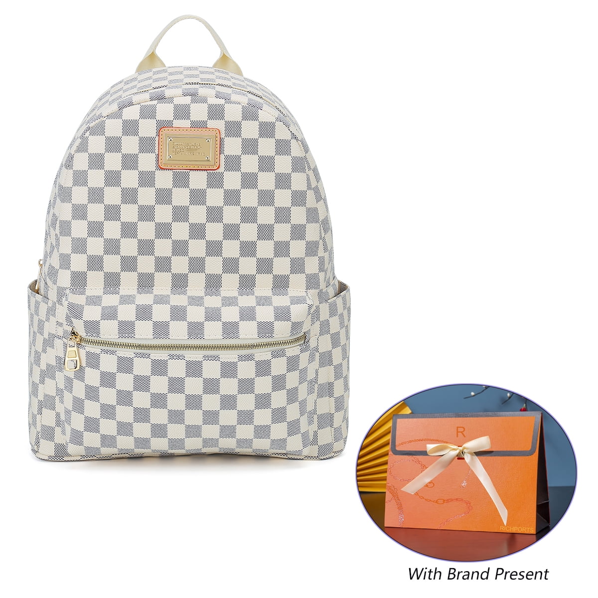 RICHPORTS Checkered Shoulder Bags School Backpack Fashion Outdoor