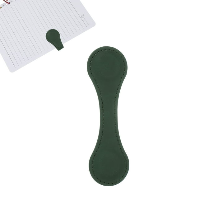 Marcador Magnético de Cuero Clip de Libro de Doble Cara Regalo para Amantes de los Libros (Verde)