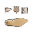 thumbnail image 2 of BLISSFUL STEP Pointed Toe Stiletto Heel Glitter Ankle Boots for Women Silver 7, 2 of 6