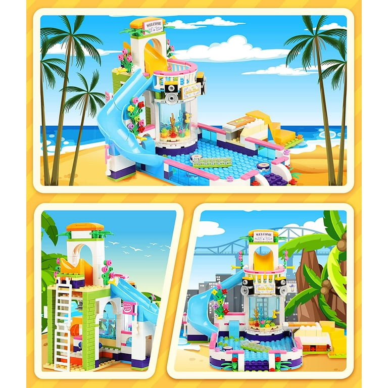 727 Pieces Friends Summer Pool Party Toy Pool Building Blocks Set, Swimming  Pool Creative Building Bricks Kit with Toy Juice Bar and Hot Tub, Roleplay  Gift Party Toy for Boys Girls Kid