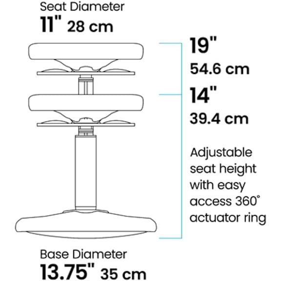 KORE DESIGN Adjustable Wobble Stool Chair for Kids Ages 6-11, Ergonomic Active Seating, Pale Blue