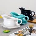 thumbnail image 5 of Salsera grande, salsera de cerámica de 15 onzas con bandeja y mango ergonómico, cuenco de salsa de porcelana fina Wi, 5 of 5