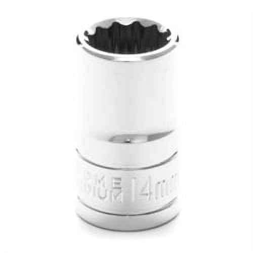 Chrome Socket, 1/2"" Drive, 14mm, 12 Point, Shallow