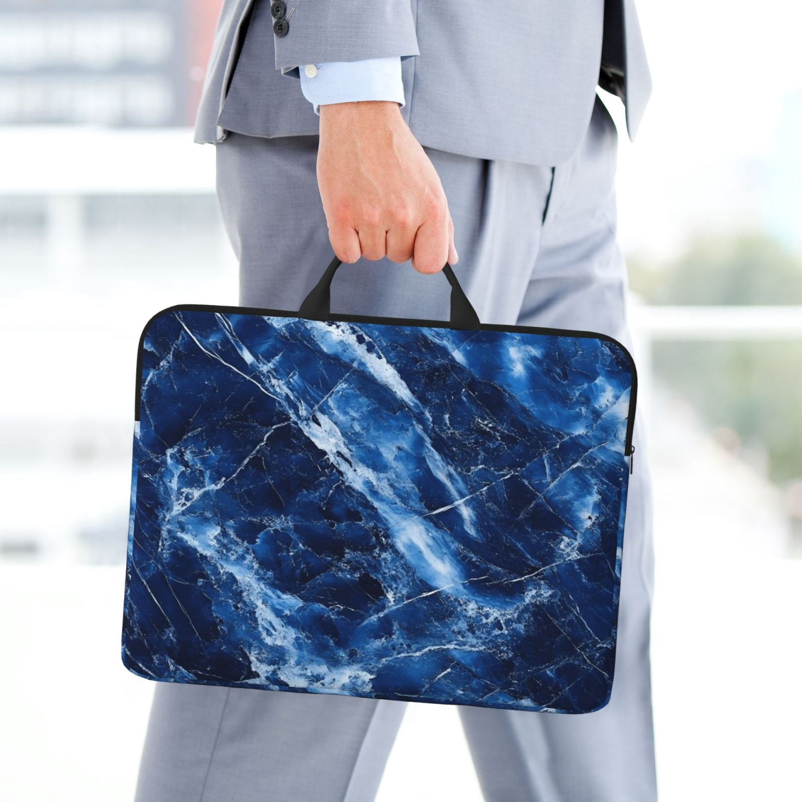 Laptop Sleeve Bag For Women Men 14inch Waterproof Durable Protective Computer Carrying Cover Handle Laptop Case Bag Royalblue Marble_1