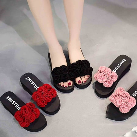 

Vedolay Platform Sandals Platform Sandals Women Wedges Platform Casual Summer High Heels Open Toe Sandals Black 6.5