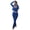 Blue, variant on Women's 3 Piece Workout Outfit Cropped Jacket Tank Top Flare Pants Soft Stretch Tummy Control High Waist Athletic Loungewear Set for Gym Daily Streetwear Pink 2XL